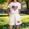 thumbnail image 5 of Boys Girls Kids 2-Piece Outfit Set Patriotic Graphic Print Short Sleeve Top & Shorts White 4-5 Years, 5 of 5