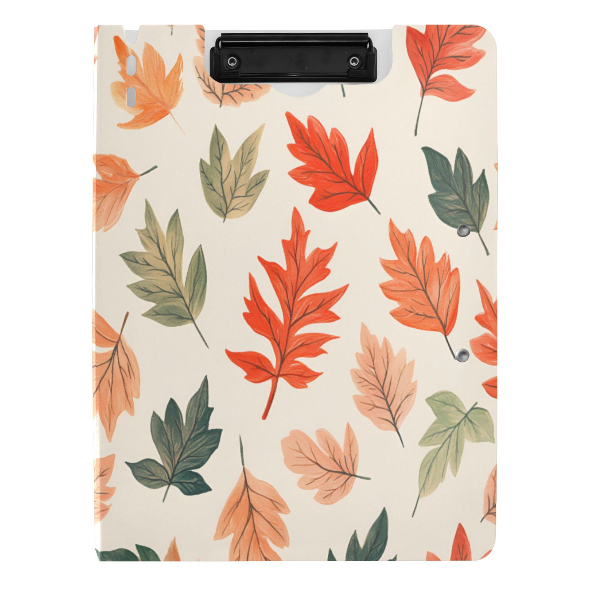 FORMRS A4 Clipboard Folder with Pen Holder Horizontal Foldable School Office Binder, Red Autumn Leaves