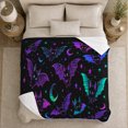 thumbnail image 5 of Whimsical Nocturnal Bat Celestial Stars Design, Playful Celestial Art Scene, Warm Flannel Blanket for Living Room and Bedroom, Celestial Art Lovers Housewarming Gift, Fantasy Home Decor, 5 of 8
