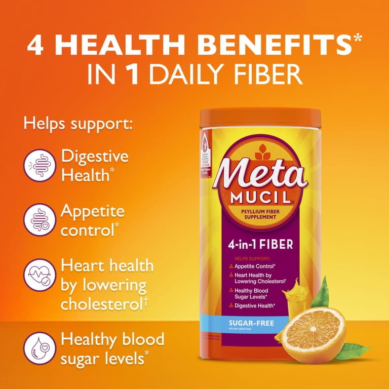 glp 1 metamucil Metamucil 4 In 1 Fiber! Sugar-Free Orange Smooth Daily Fiber Supplement 36.8 oz Canister