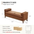 thumbnail image 3 of Tynzuro 66'' Upholstered PU Leather Bench with Bolster Pillow, Fits King Size Bed/Entryway, Brown, 3 of 8