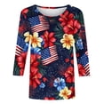 thumbnail image 5 of Utoimkio American Flag T Shirt for Women 3/4 Sleeve Graphic Shirts Crew Neck Red White and Blue Tee Tops Casual Fourth of July Outfits Size S-5XL, 5 of 5