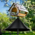 thumbnail image 5 of Squirrel Baffle Black Squirrel Plastic Wide One-Piece Wrap Around Guard Stopper Keep Squirrels Off Bird Feeder Baffle for Bird Feeder Pole Outside Shepherd Hooks Bird House (with setting pack), 5 of 6