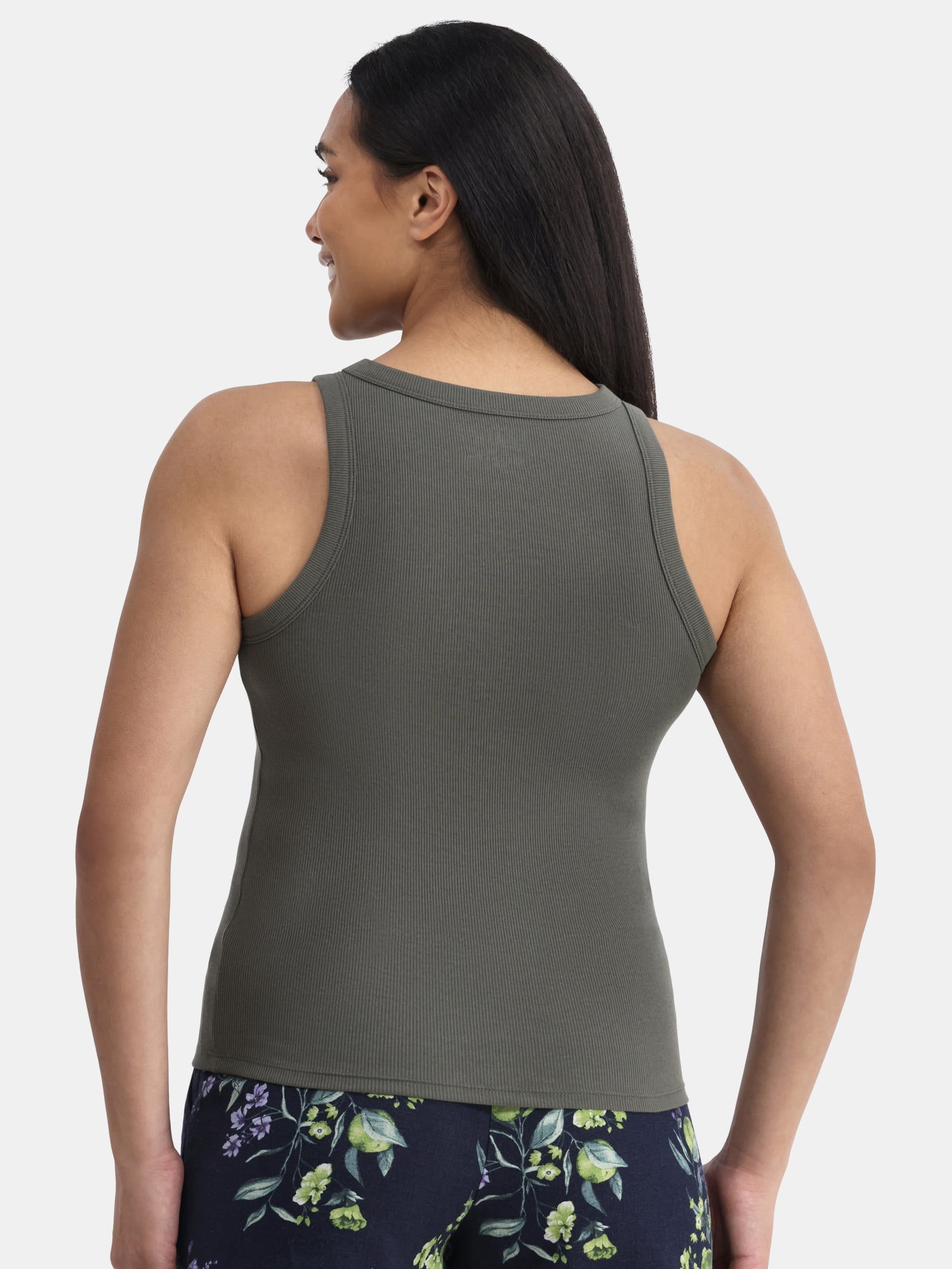 Time and Tru Women's High Neck Ribbed Tank Top, Sizes XS-XXXL