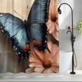 thumbnail image 2 of Blue Butterfly Pink Flowers Fabric Shower Curtain Watercolor Painting Washable Shower Curtains for Bathroom, Waterproof Bath Curtain with Hooks Home Decor 72x72in, 2 of 8