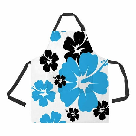 

PKQWTM Hibiscus flower Unisex Adjustable Bib Apron with Pockets for Commercial Restaurant and Home Kitchen Use