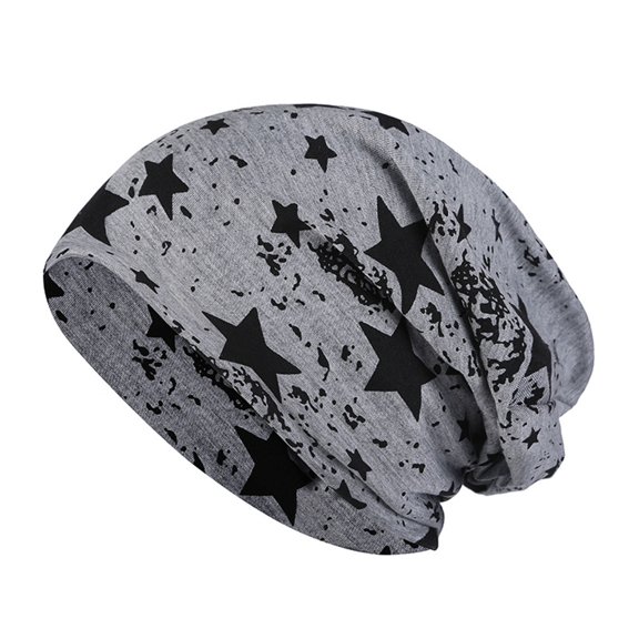 KMYY Beanie Hat Five-pointed Star Print Double-layers Thin Stretchy Breathable Keep Warm Spring Autumn Couple Skull Cap for Travel ,Gift