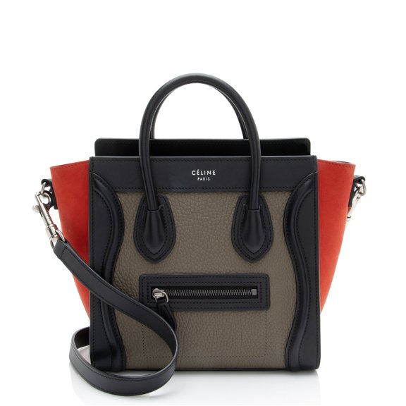 Pre-Owned Celine Tricolor Drummed Calfskin Nano Luggage Tote