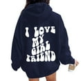 thumbnail image 2 of Women's Hoodies & Sweatshirts Valentine's Day Couples Letter Printed Hoodie with Pockets Cozy and Comfortable Sweatshirt for Every Occasion, 2 of 7