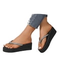 thumbnail image 3 of Xijirk Women's Rhinestone Platform Thong Sandals Sparkly Summer Footwear for Beach & Events,6.5, 3 of 8