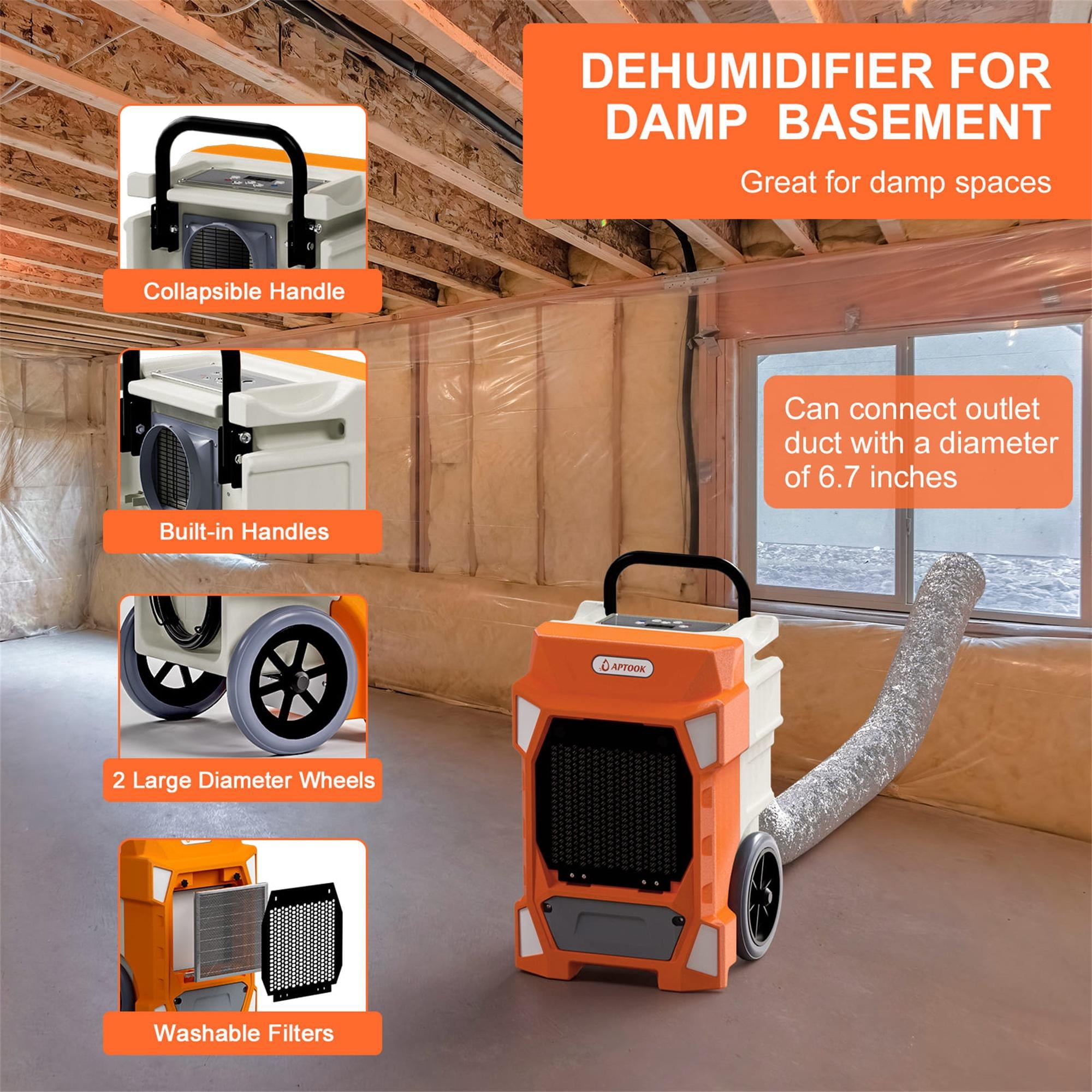 APTOOK 190 Pints Commercial Dehumidifier with Pump, Dehumidifier for Basements, Large Industrial Dehumidifier with Drain Hose, up to 7,500 Sq. Ft, Intelligent Control, 24 Hour Timer