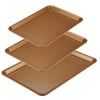 Ayesha 3-Piece Bakeware Nonstick Cookie Pan Set, Copper