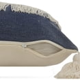 thumbnail image 4 of Laddha Home Designs Loomed Color Block Tassel Fringe Cotton Throw Pillow - 20" - Blue and Cream, 4 of 9
