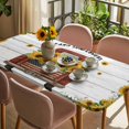 thumbnail image 3 of Sunflower Truck Table Cloths for 5 Foot Rectangle Tables, Summer Botanical Elegant Pastoral Floral Wooden Patio Waterproof Elastic Fitted Tablecloths, Washable Rectangular Table Cover for Camping, 3 of 8