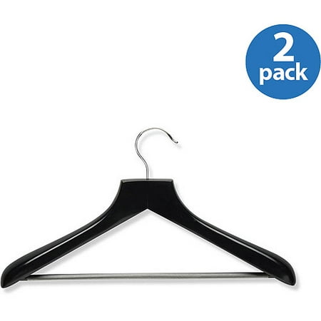 Honey Can Do Curved Wood Suit Hanger, Ebony, 2-Pack
