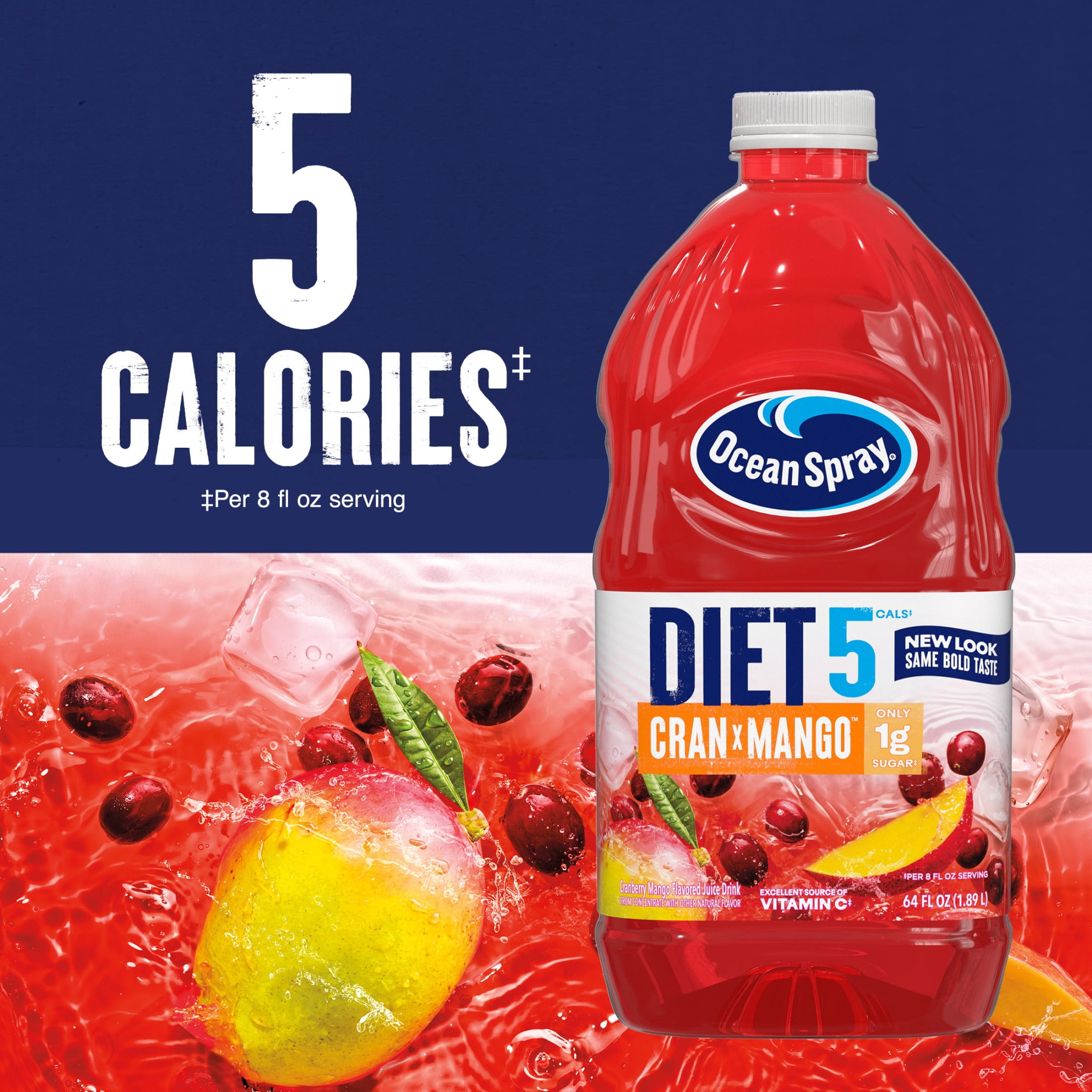 (8 pack) Ocean Spray® Diet Cran-Mango™ Cranberry Mango Juice Drink, 64 fl oz Bottle