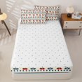 thumbnail image 4 of jejeloiu Folk Floral Zipper Twin Comforter Sets with Fitted Sheet and 2 Pillowcases For Girls,Simple Print Zipper Bedding Set,Red Blue Beige,Reversible,4-Piece, 4 of 7