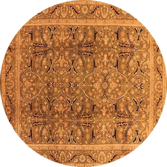 Ahgly Company Indoor Round Oriental Orange Traditional Area Rugs, 8' Round