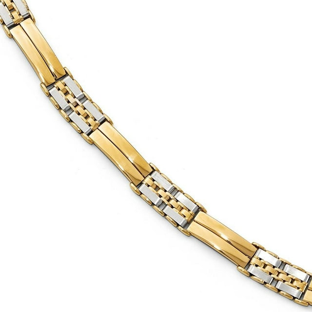Bracelet à Maillons pour Hommes Poli Or Bicolore 14k