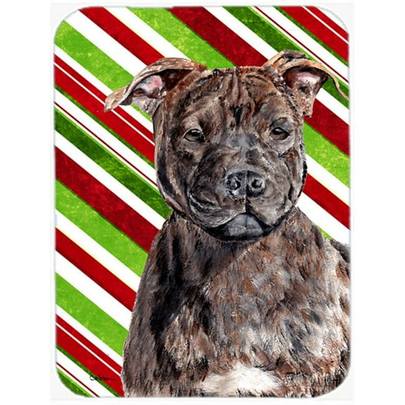 Carolines Treasures  Staffordshire Bull Terrier Staffie Candy Cane Christmas Mouse Pad