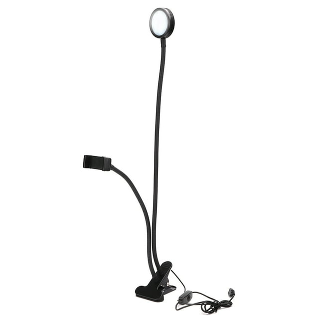 Lámpara LED plegable con clip, de alto brillo, para tatuajes, ajustable, para decoración de uñas (negra)