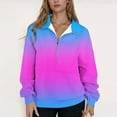 thumbnail image 2 of ZUKMRJPC Women's Half Zip Sweatshirt Long Sleeve Lapel Gradient Color Lightweight Casual Pullover Fall Winter Warm Comfy Fleece Lined Tops, 2 of 5
