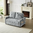 thumbnail image 3 of 3-in-1 Convertible Sofa Bed, 54" Loveseat Sleeper with Cup Holders & Phone Holder and Charging Station, Pull Out Couch with Adjustable Backrest & Pockets for Living Room Apartment, Grey, 3 of 8
