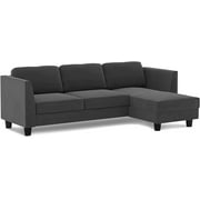 Mjkone Convertible Sectional Sofa Couch, 86" W Velvet Sofas for Living Room, L Shaped Couches with Reversible Chaise, Sectional Couch for Office/Bedroom/Living Room (Dark Grey)