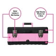 thumbnail image 4 of Pink Power Pink Tool Box for Women - 18" Small Metal & Plastic Portable Lightweight Pink Locking Empty Toolbox Chest - Craft Tote Storage Tool Case Organizer for Ladies Pink Tool Set Kit, 4 of 5
