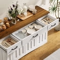 thumbnail image 6 of Sideboard Buffet Cabinet, 55.1" Large Dining Sideboard with 3 Drawers, 4 Glass Doors, Wood Coffee Bar Cabinet, White & Retro, 6 of 11