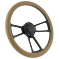 thumbnail image 1 of 58-60 FORD Pick-up Steering Wheel Kit 14" Black Muscle Steering Wheel Tan Half Wrap, 1 of 3