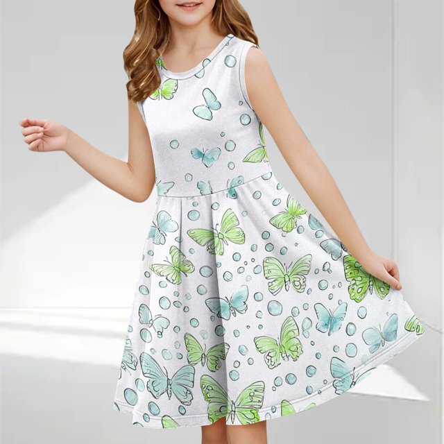 LOVZFMLL Robe Mode Brodée à Sequins pour Enfants et Filles 6M-5Y Manches Courtes Col Rond