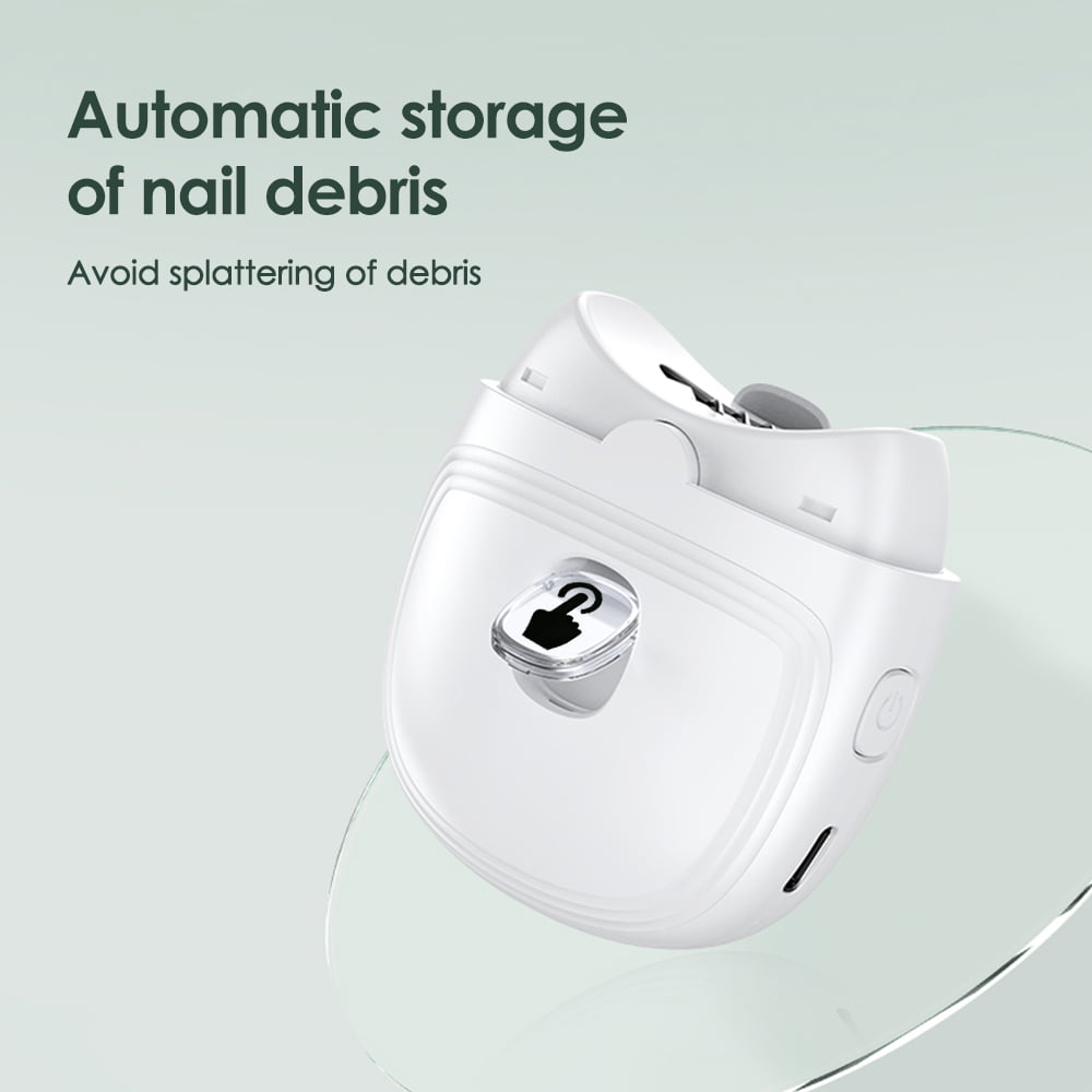 Electric Nail Clipper, 3 in 1 Fingernail Trimmer, Polisher & Clip Storage with LED Light, USB Rechargeable Automatic Safety Nail Cutter for Baby, Kids, Seniors