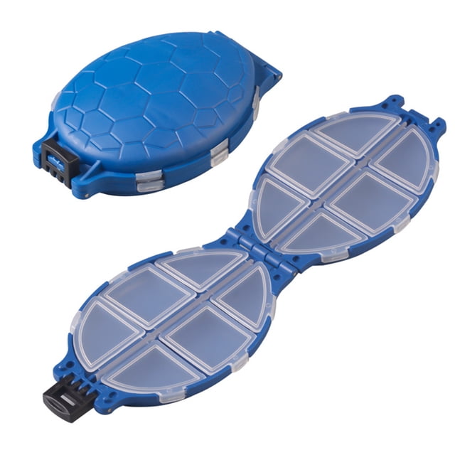 Caja de aparejos de 12 compartimentos, señuelos de pesca de tortuga, soporte para herramientas de cebo de gancho (azul)