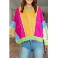 thumbnail image 2 of Women's Grapefruit Orange Colorblock Oversize Top with Exposed Stitching, 2 of 11
