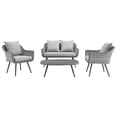 thumbnail image 4 of Modway Endeavor Ensemble de Causeuse de Patio en Rotin Osier 4 Pcs, Gris, 4 of 10