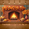 thumbnail image 4 of Decorative Design Autumn Theme Pumpkin Motif Fall Leaves Cozy Fireplace for Thanksgiving Decoration Indoor Display Seasonal Celebration, 4 of 9
