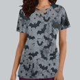 thumbnail image 2 of Stamzod Women's Halloween Scrub Top Cross V Neck Short Sleeve Womens Tops Funny Printed Slim Fit Nurse T-Shirt with Pockets, 2 of 5