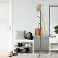thumbnail image 2 of Giantex Wooden Coat Rack Standing, Coat Tree w/2 Adjustable Height, Hanger Stand w/8 Hooks for Clothes, Hats, Bags, Umbrellas, in Home, Office, Grey, 2 of 8