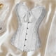 thumbnail image 5 of Mujeres Corset Encaje Deshuesado Overbust Gothic cinturo para Navidad y fiestas - XL Blanco XL Baoblaze Corsé con ribete de encaje floral, 5 of 8
