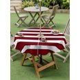thumbnail image 5 of Outdoor Tablecloth with Umbrella Hole Zipper Wine Red Striped Round Tablecloth 60" Waterproof Outside Table Cloth Vintage Classic Horizontal Stripes Patio Table Cover Tablecloths for Picnic Party, 5 of 8