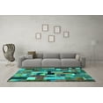 thumbnail image 3 of Ahgly Company Machine Washable Indoor Rectangle Patchwork Turquoise Blue Transitional Area Rugs, 8' x 10', 3 of 4