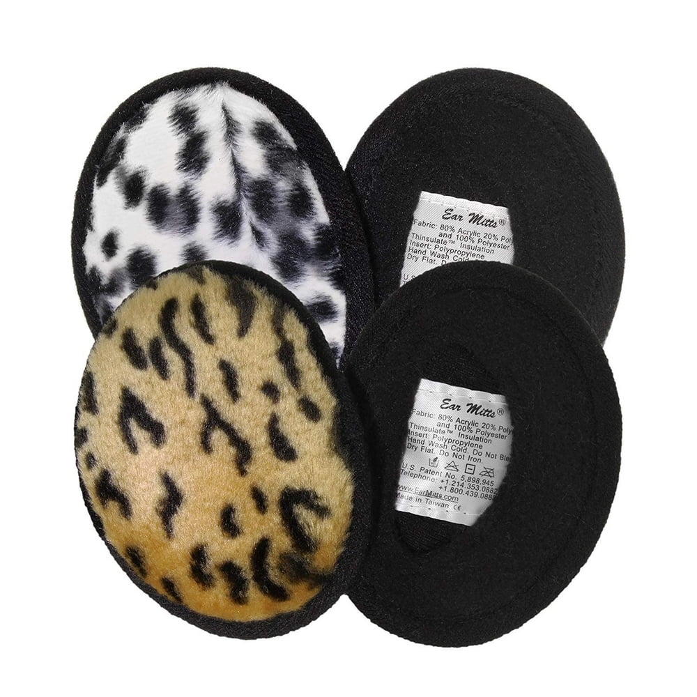 2 Pack Ear Mitts Bandless Faux Fur Ear Muffs For Women, Leopard