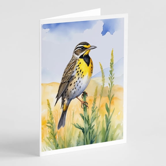 Carolines Treasures DAC7446GCA7P 5 x 7 in. Nebraska Western Meadowlark Greeting Cards - Pack of 8