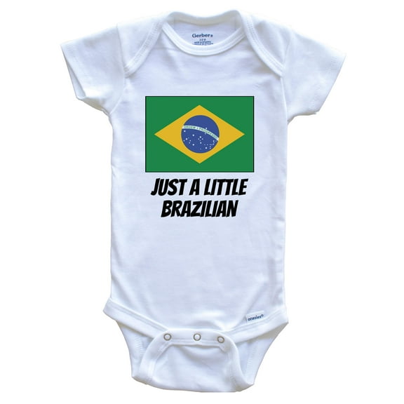 Just A Little Brazilian Cute Brazil Flag Baby Bodysuit, 0-3 Months White