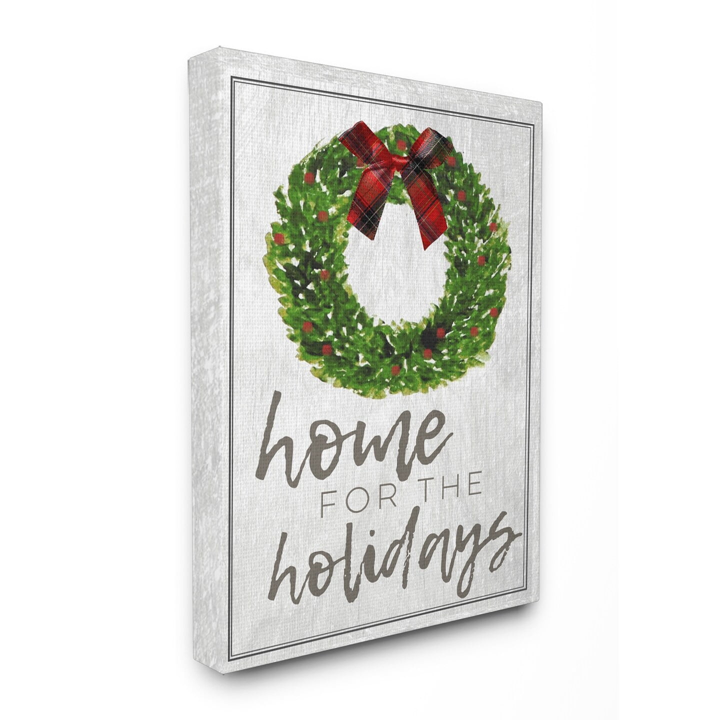 Stupell Home for the Holidays Wreath Bow Stretched Canvas Wall Art 16 x 20