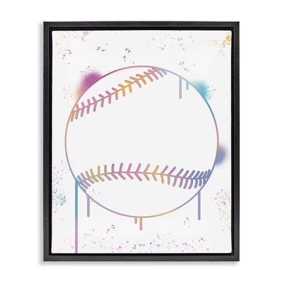 Stupell Industries Contemporary Graffiti Baseball Drip Black Floating Frame Canvas Art, 17 x 21, by Marcus Prime
