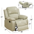 thumbnail image 3 of Aukfa Leather Recliner Chair, 38" Overstuffed Armchair Living Room Home Theater Lounge Seat, Beige, 3 of 7