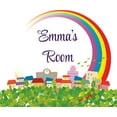 thumbnail image 1 of Rainbow Happy Day Home City Buildings Customized Wall Decal - Custom Vinyl Wall Art - Personalized Name - Baby Girls Boys Kids Bedroom Wall Decal Room Decor Wall Stickers Decoration Size (30x30 inch), 1 of 2