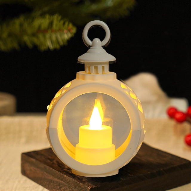 Vela electrónica con luz ambiental Mini lámpara de aceite Decoración navideña Plástico parpadeo Flama simulada, diseño portátil, uso, blanco, plata, gris, 13,5x9cm